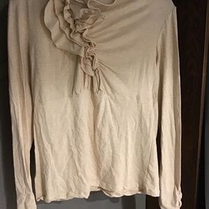CAbi #238 Ruffled Tee Parchment XL